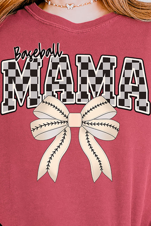 Baseball Checkered Mama Comfort Colors Adult Ring-Spun Cotton Tee