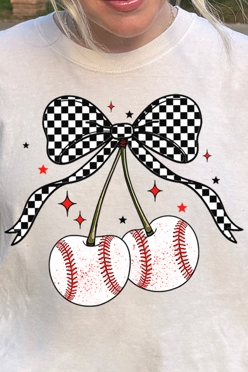 Baseball Cherries Comfort Colors Adult Ring-Spun Cotton Tee