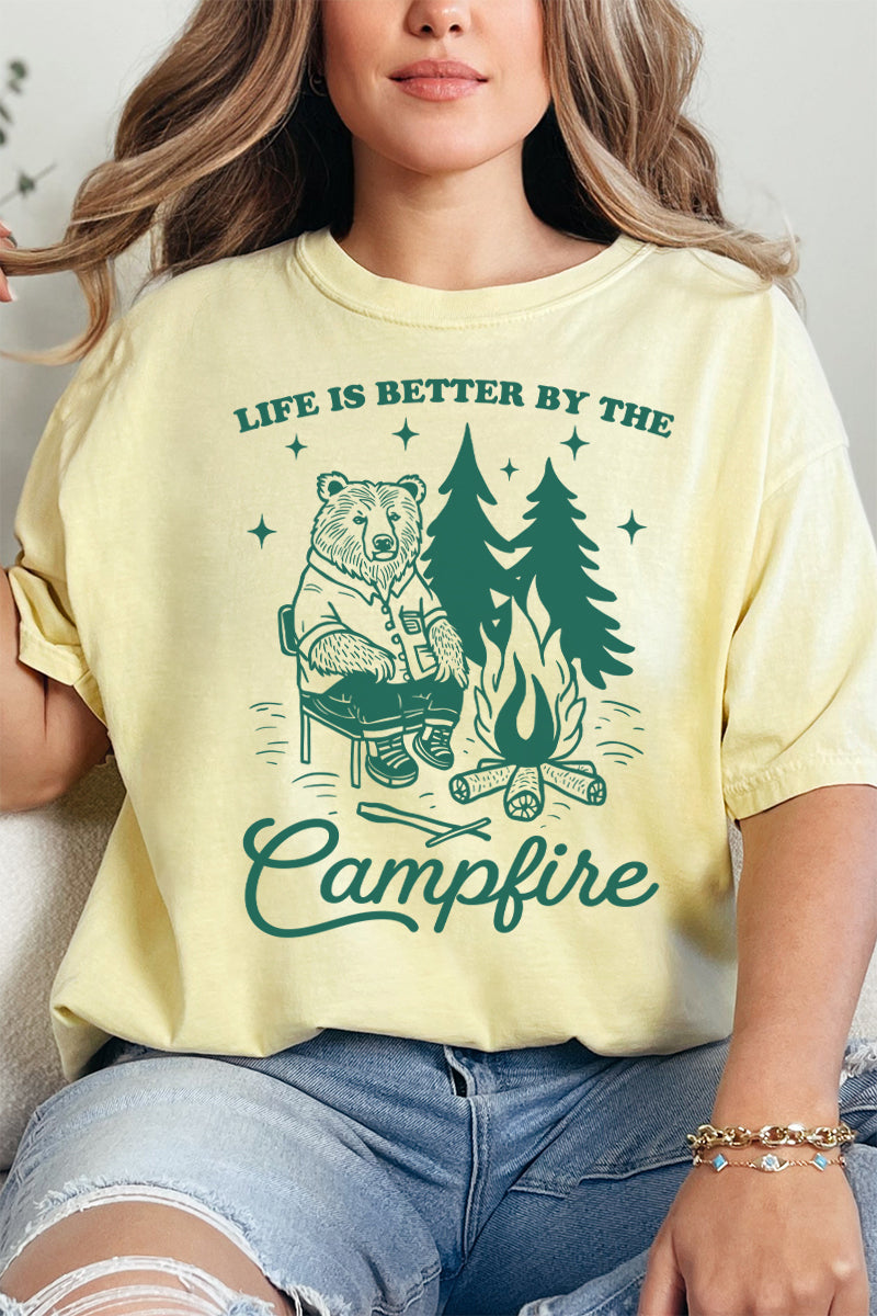 Beary Better By The Campfire Comfort Colors Adult Ring-Spun Cotton Tee