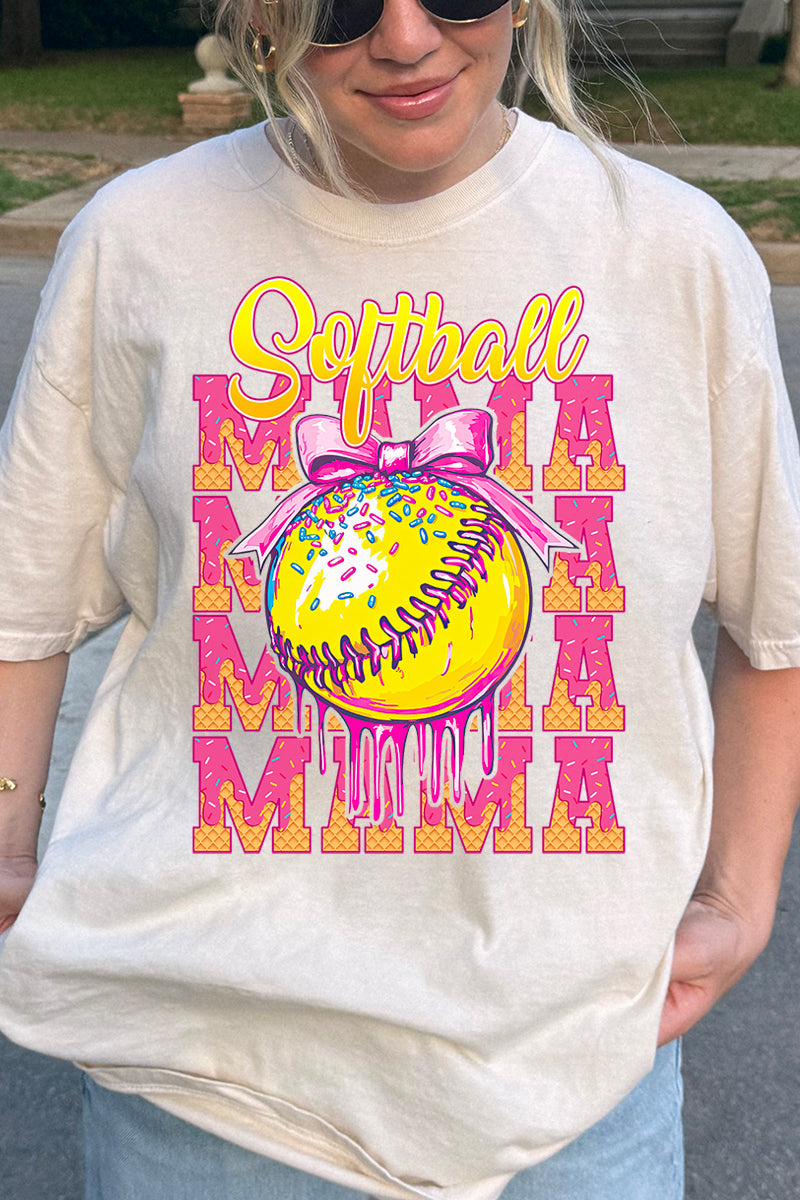Drippy Stacked Softball Mama Comfort Colors Adult Ring-Spun Cotton Tee