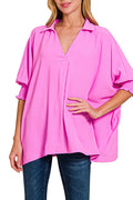 Bright Mauve Sophie Smocked Sleeve Airflow Top