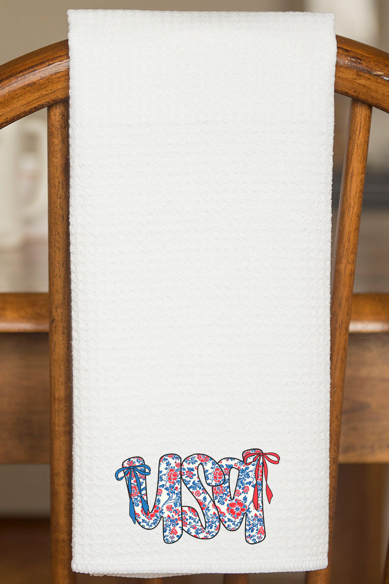 Floral USA Waffle Kitchen Towel