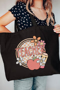 Cutesy Checkered Teacher Canvas Jumbo Tote