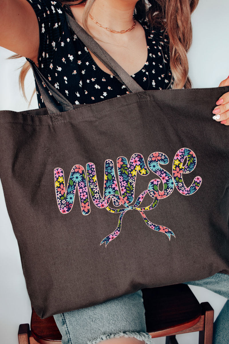 Floral Coquette Nurse Canvas Jumbo Tote